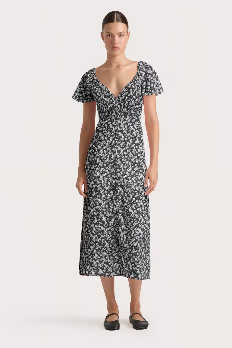 Best Faithfull the Brand Aurelie Midi Dress Leilani Charred Navy