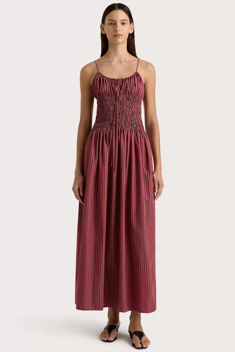 Best Faithfull the Brand Aya String Maxi Dress Wine Stripe