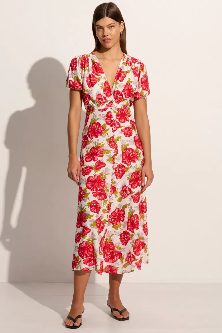 Hot Faithfull the Brand Bellavista Midi Dress Isadora Floral Red - Final Sale