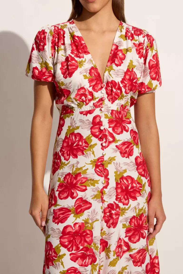 Hot Faithfull the Brand Bellavista Midi Dress Isadora Floral Red - Final Sale