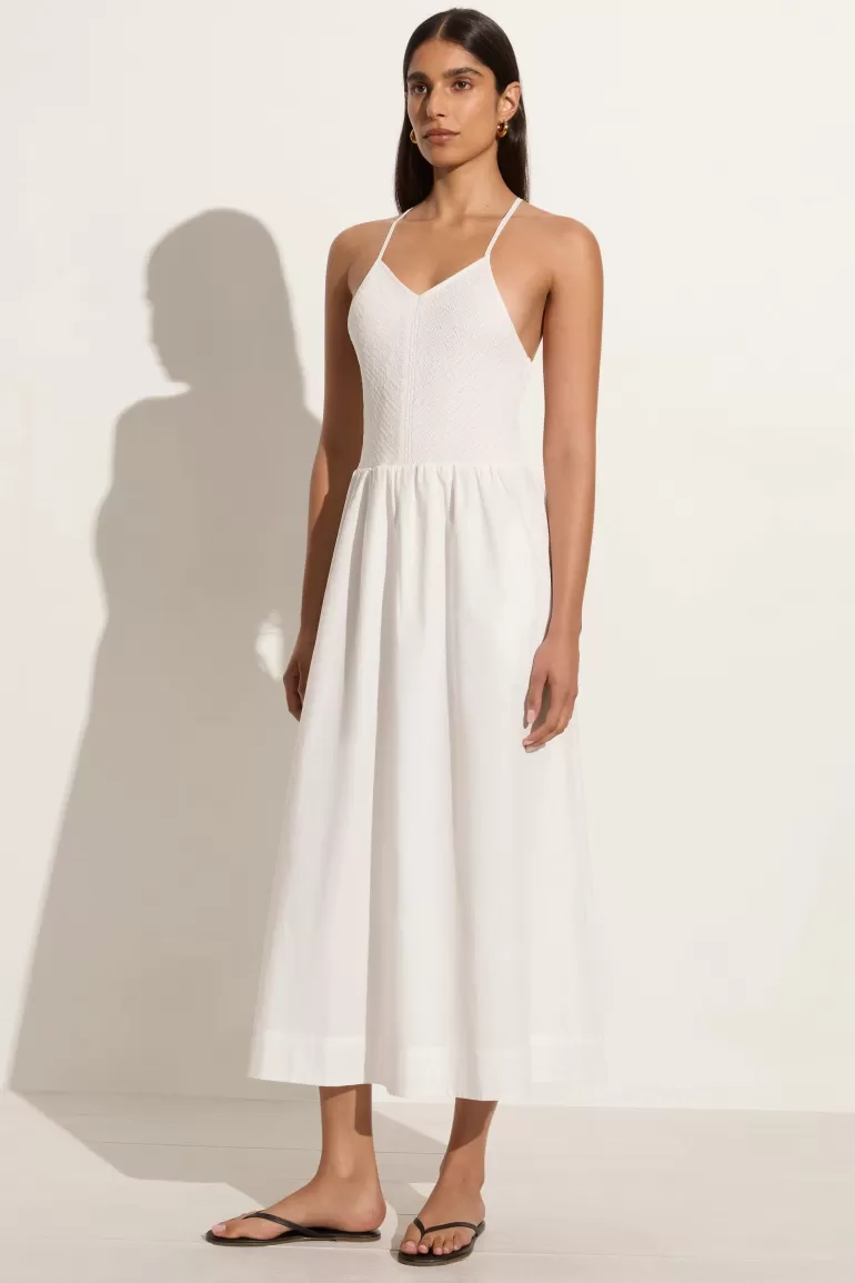 Sale Faithfull the Brand Camera Midi Dress White