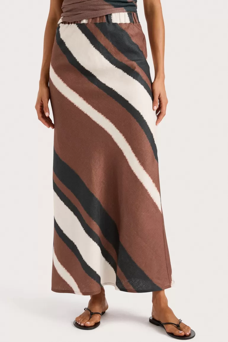 Shop Faithfull the Brand Dalicenca Skirt Futura Stripe Chocolate