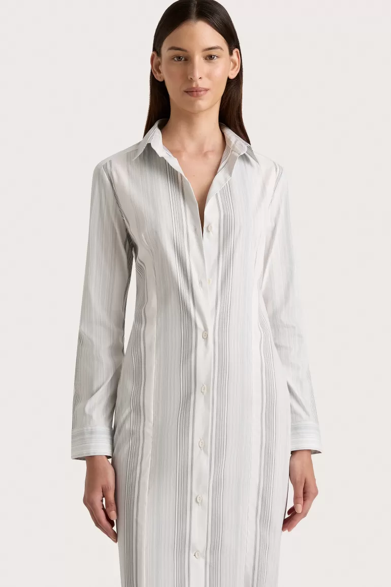 Cheap Faithfull the Brand En Vau Shirt Dress Striped Soft Blue