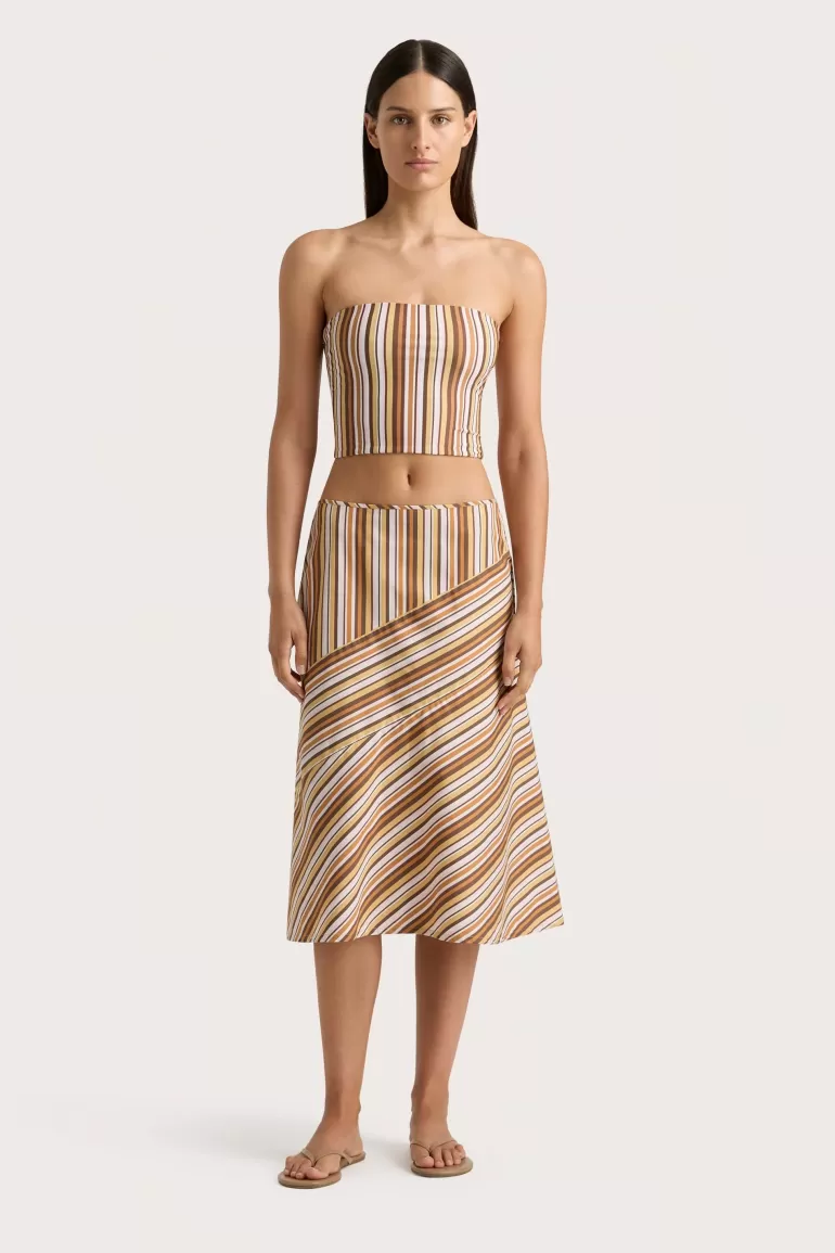 Best Faithfull the Brand En Vau Skirt Terracotta Stripe