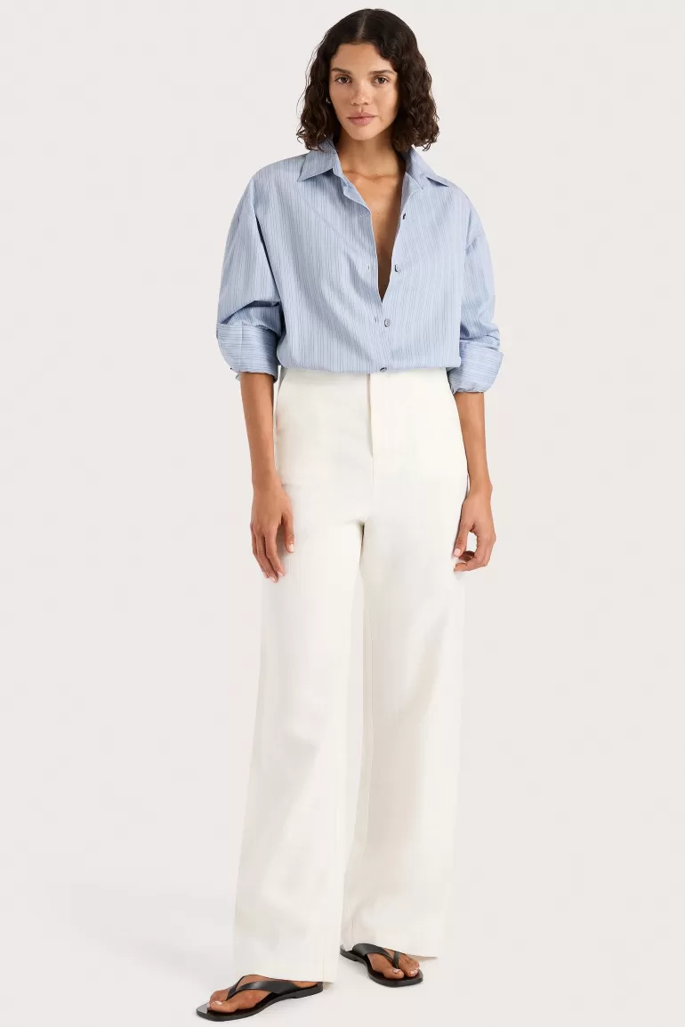 Cheap Faithfull the Brand Freja Shirt Blue Pinstripe