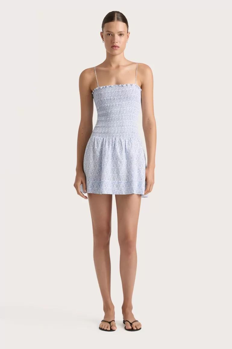 Shop Faithfull the Brand Geriba Mini Dress Leilani Mid Blue