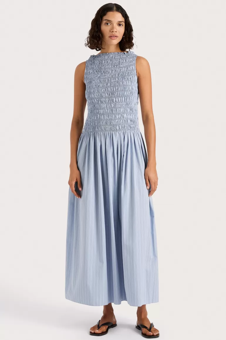 Best Sale Faithfull the Brand Noa Maxi Dress Blue Pinstripe