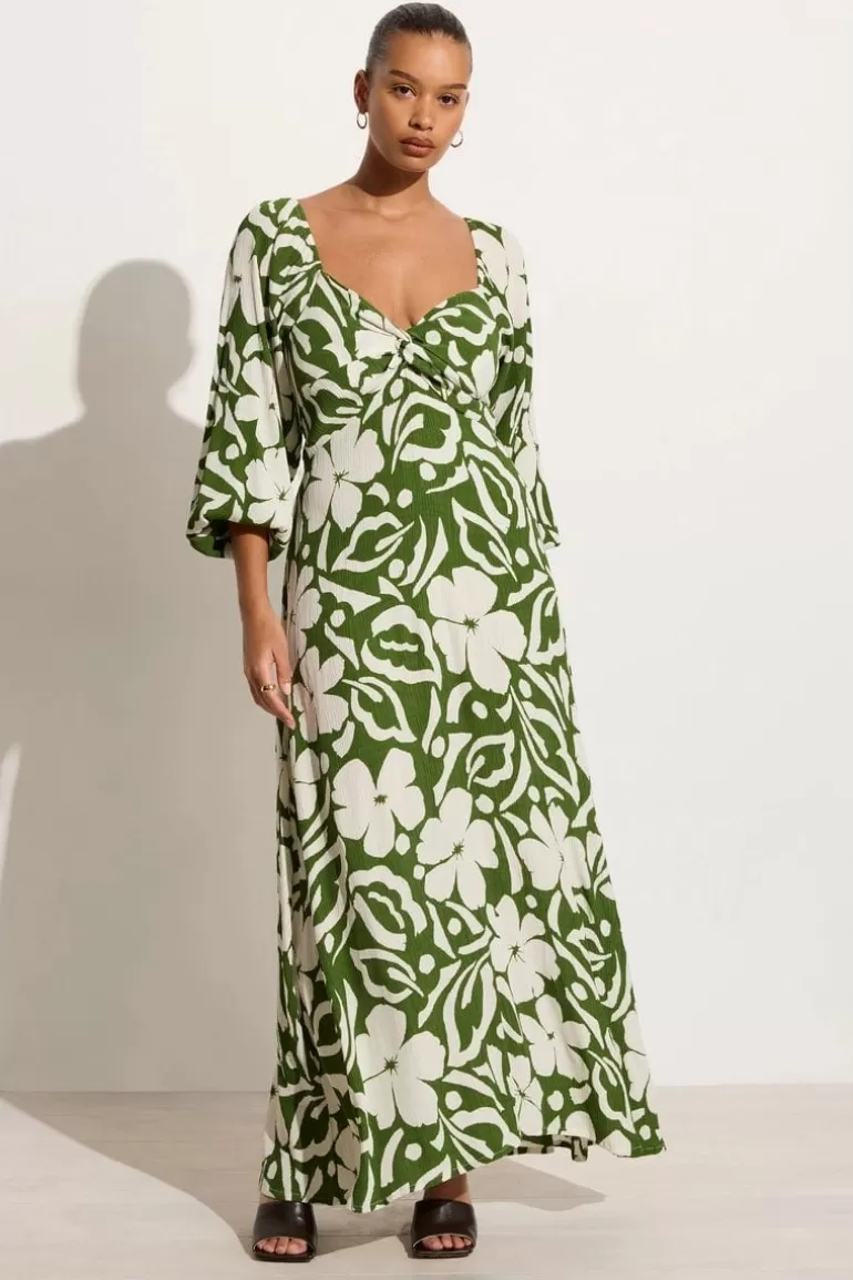 Shop Faithfull the Brand Ondina Midi Dress Pavito Floral Olive - Final Sale