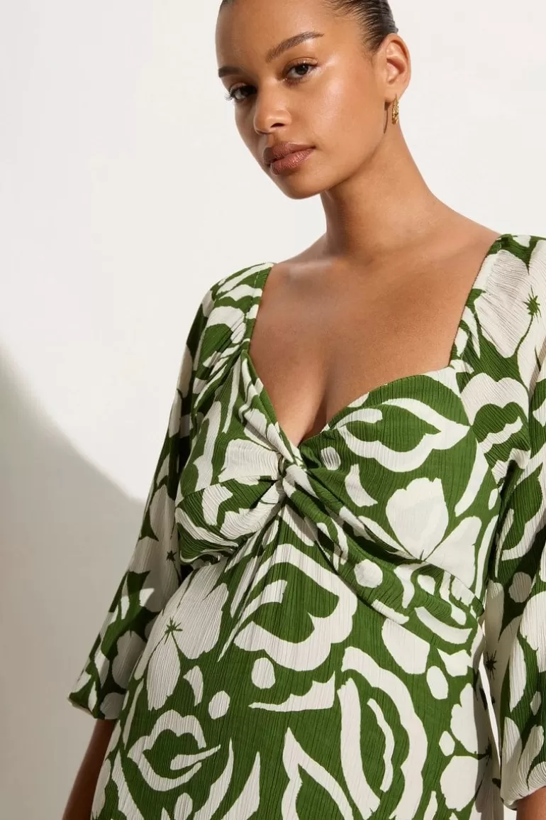 Shop Faithfull the Brand Ondina Midi Dress Pavito Floral Olive - Final Sale