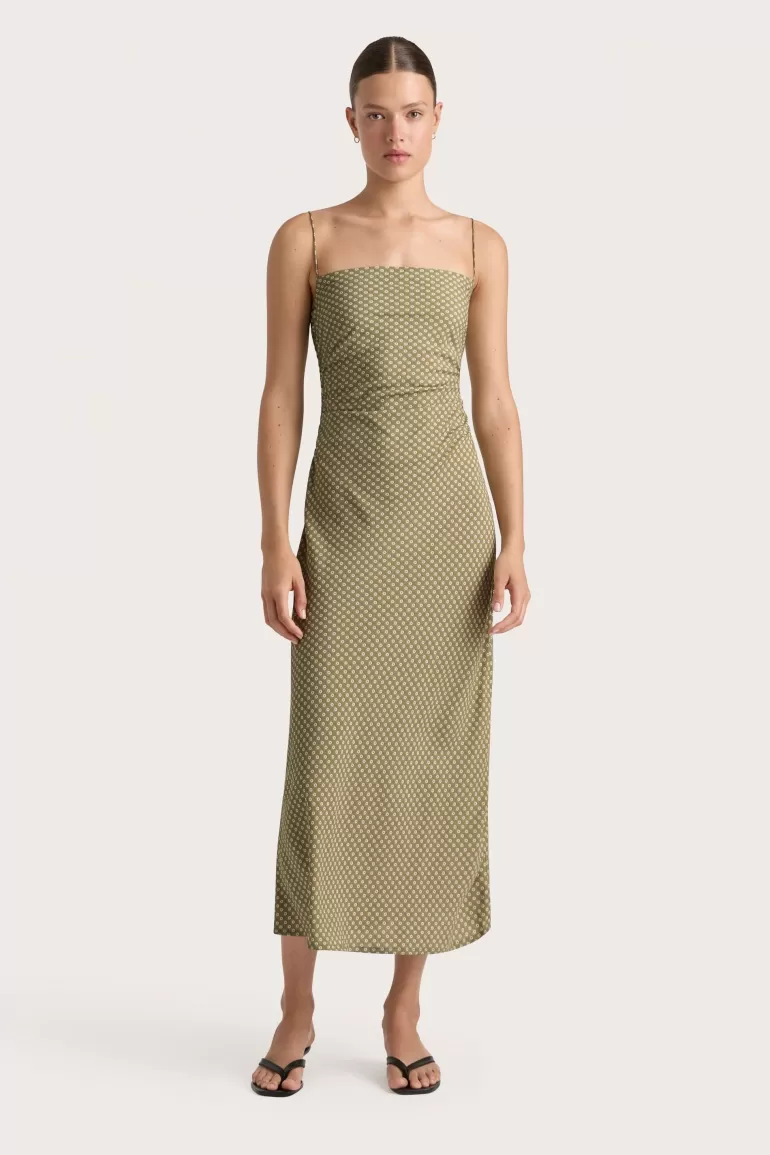 Best Sale Faithfull the Brand Rosas Midi Dress Oliander Khaki