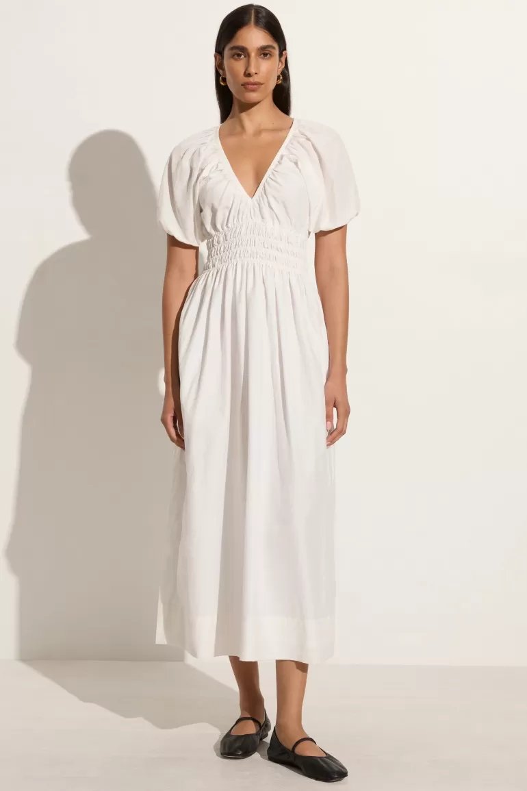 Shop Faithfull the Brand Teatro Midi Dress White