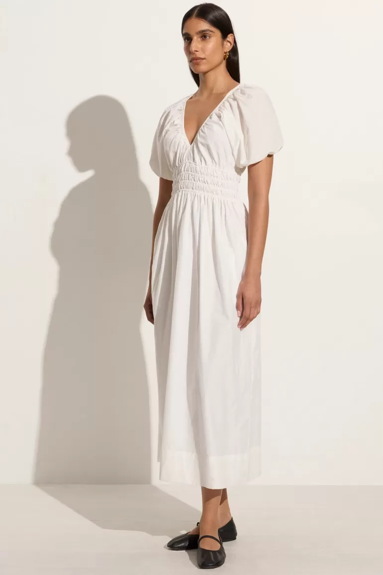 Shop Faithfull the Brand Teatro Midi Dress White